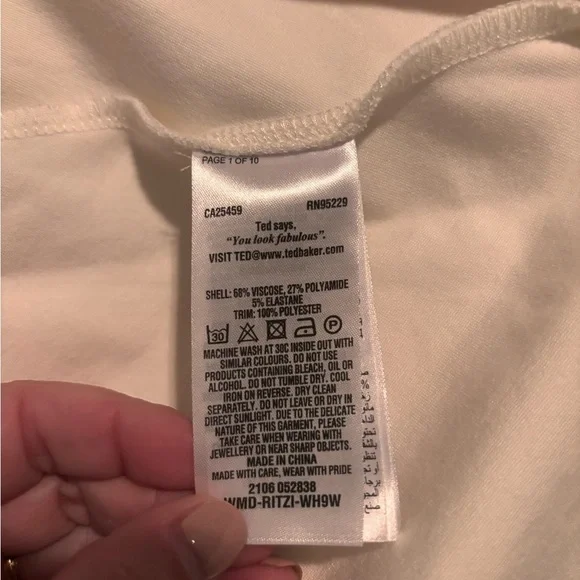 Ted Baker Ivory Long Sleeve Dress with Ruffle Detail - Picture 8 of 12